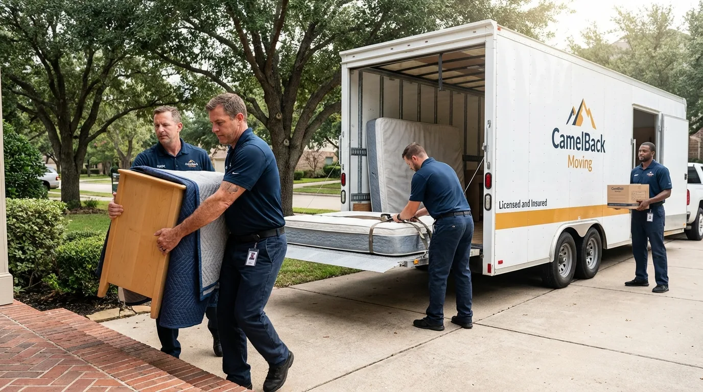 Crew loading residential truck for cross-state move from Yarmouth Port, MA