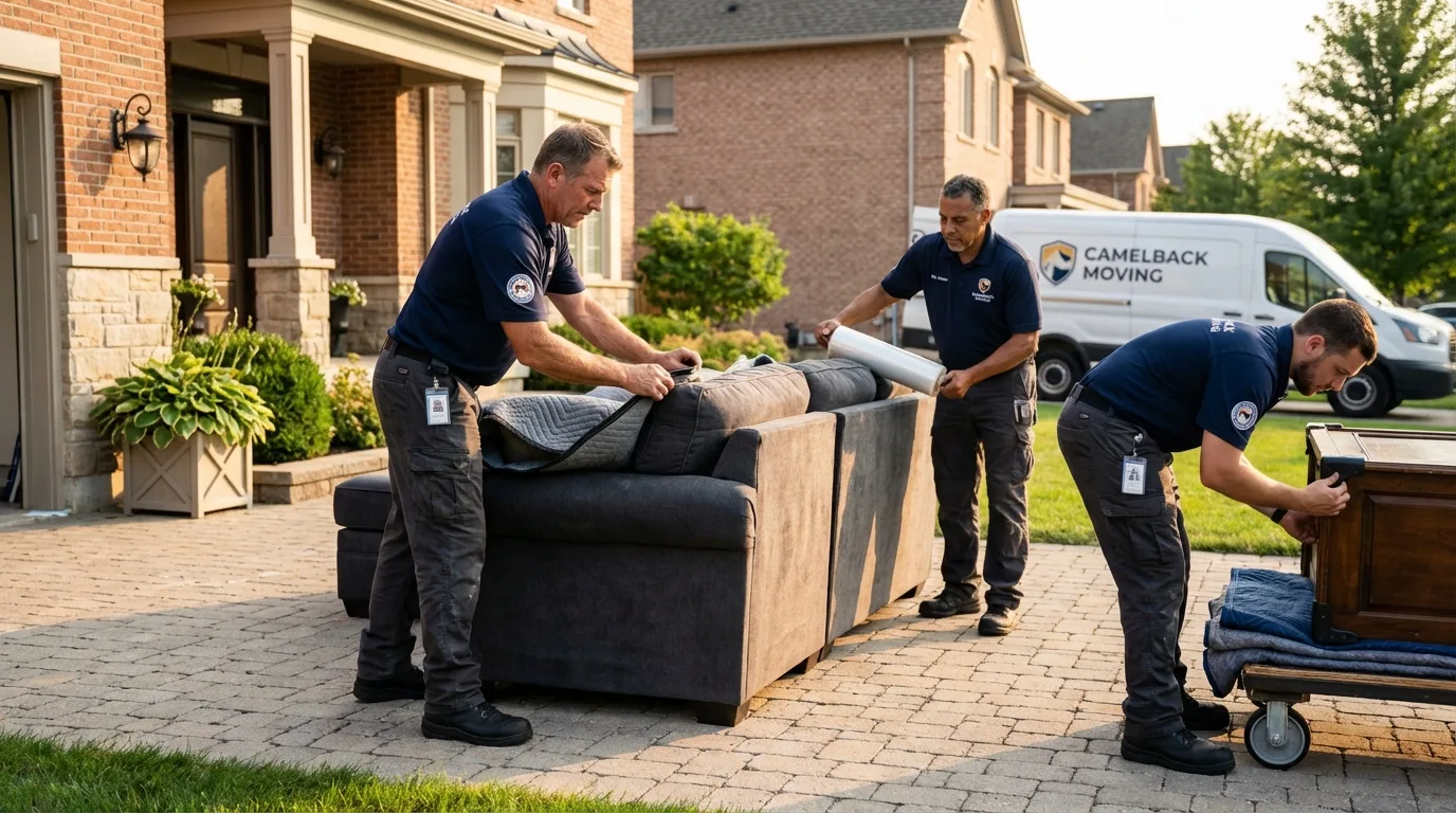 Large estate moving crew wrapping furniture in Yarmouth Port, MA