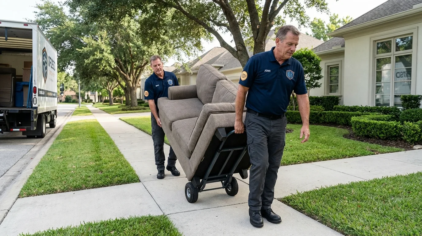 Local residential moving crew loading furniture in Yarmouth Port, MA
