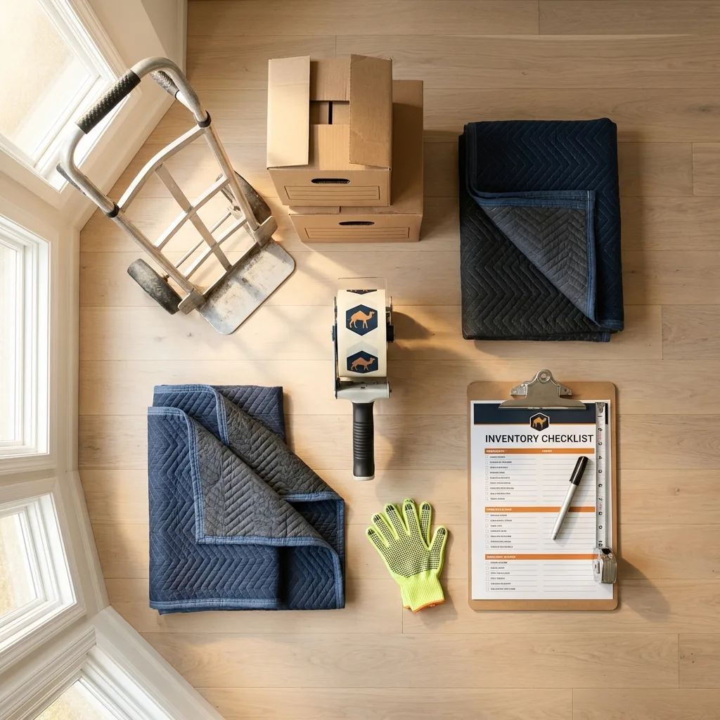 Professional moving supplies and packing materials layout for Yarmouth Port residential relocations